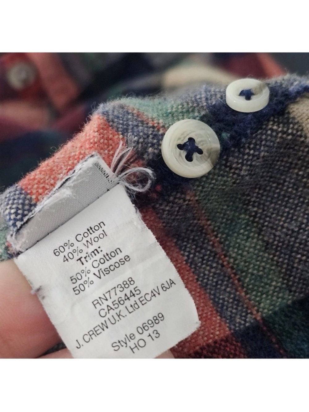 Wallace & Barnes X  J.Crew Mens Red Plaid Flannel Wool Long Sleeve Shirt Small S - Picture 12 of 12